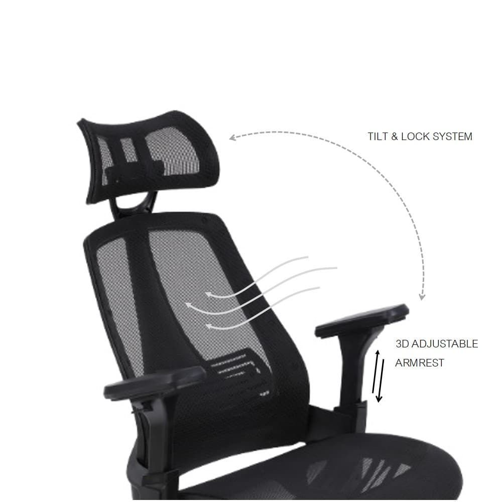 INDEX LIVING MALL เก้าอี้ทำงานเพื่อสุขภาพ Ergonomic เก้าอี้สำนักงานพนักพิงสูง รุ่น อัลทิม่า - สีดำ เก้าอี้สีดำ ระบายอากาศดีเยี่ยม รองรับน้ำหนักได้สูงสุด 120 กก. https://lnwchill.com