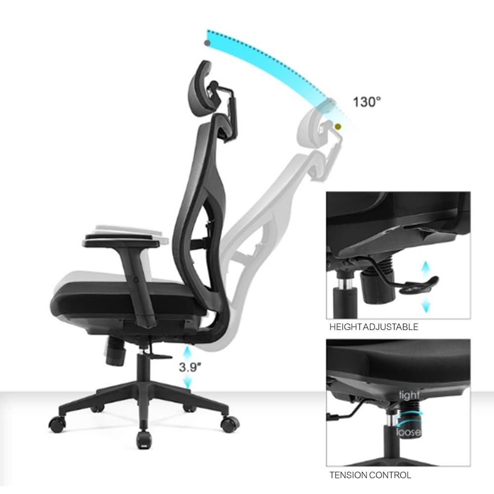 INDEX LIVING MALL เก้าอี้ทำงานเพื่อสุขภาพ  Ergonomic ระบายอากาศดีเยี่ยม เก้าอี้สำนักงาน รุ่น วายโกโนมิก - สีดำ เก้าอี้สีดำ รองรับน้ำหนักได้สูงสุด 120 กก. https://lnwchill.com