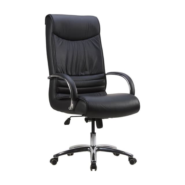 INDEX LIVING MALL เก้าอี้ผู้บริหาร  Ergonomic เก้าอี้เบาะหนัง เก้าอี้สำนักงานหนังพนักพิงสูง รุ่น คอนเกรซ - สีดำ เก้าอี้สีดำ เหล็กชุบโครเมียม รับน้ำหนักได้ประมาณ 100-120 กิโลกรัม