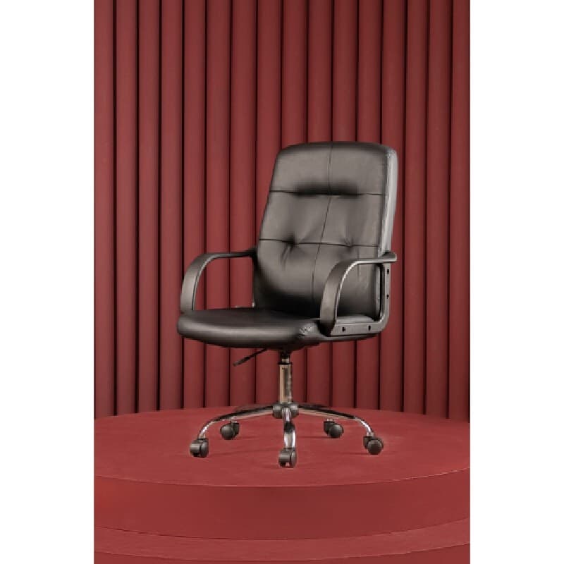 FURRADEC รุ่น Renny เก้าอี้สำนักงานหุ้มหนัง PVC สีดำ ขาเหล็กชุบโครเมียม รองรับสรีระเพื่อความสบายในการทำงาน https://lnwchill.com