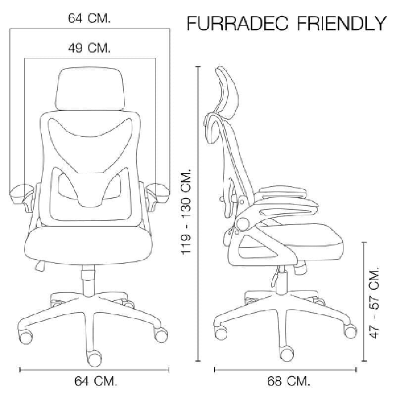 FURRADEC รุ่น Friendly สีเทา เก้าอี้เพื่อสุขภาพ Ergonomic Chair พนักพิงตาข่ายระบายอากาศ ปรับระดับได้เพื่อสรีระที่ดีในการทำงาน https://lnwchill.com