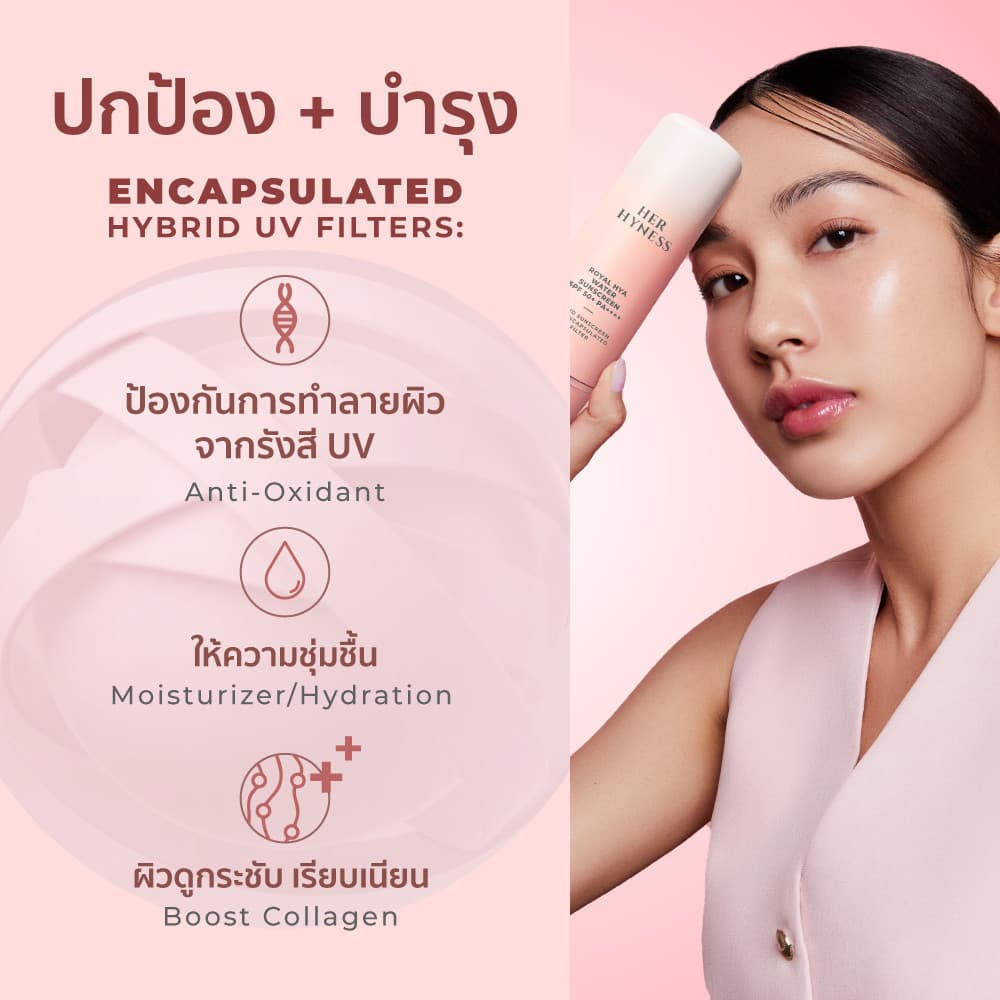 HER HYNESS ROYAL HYA WATER SUNSCREEN SPF50+ PA++++ 30 ML เฮอ ไฮเนส กันแดด เนื้อน้ำ บำรุงผิวหน้า เพิ่มความชุ่มชื้น 30 มล. https://lnwchill.com