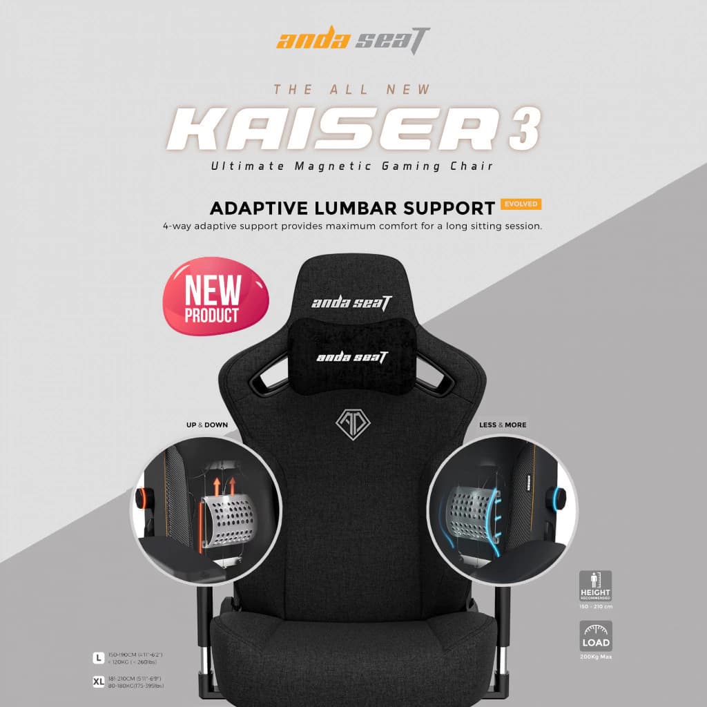 Anda Seat Kaiser 3 Edition Series Premium Gaming Chair Size L เก้าอี้สีแดง (AD12YDC-L-01) อันดาซีท เก้าอี้เกมมิ่งเพื่อสุขภาพ Ergonomic E-Sport https://lnwchill.com