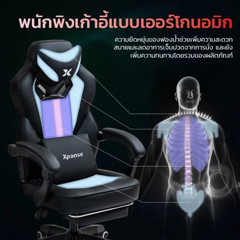 Xpanse (นวัตกรรมแรกของโลก) เก้าอี้เกมมิ่ง gaming chair เก้าอี้เกมมี่ง เก้าอี้คอม เก้าอี้เกมมิ่งรองรับเอวตามหลักสรีรศาสตร์ Ergonomic https://lnwchill.com