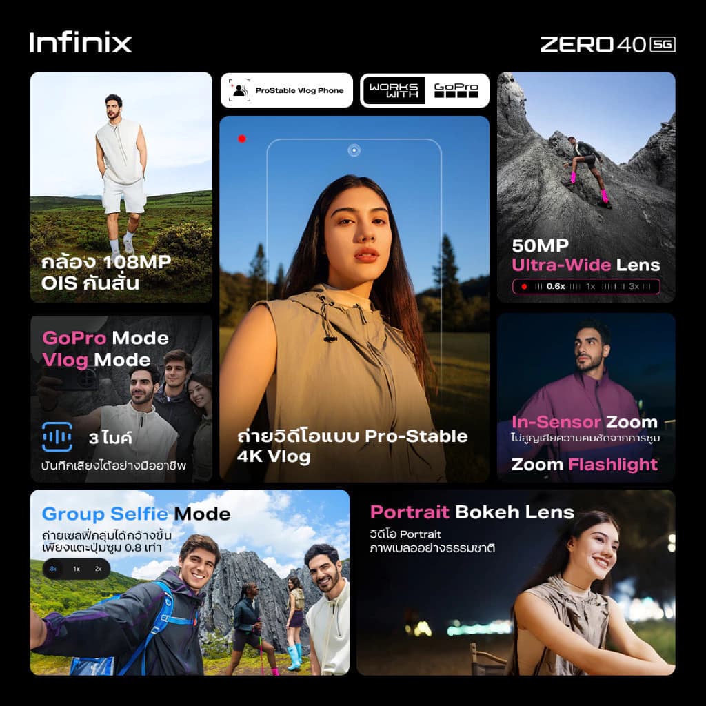 Infinix ZERO 40 5G 512+12GB(เพิ่มแรมสูงสุด 24GB) I Prostable 4K Vlog 108MP OIS+50MP Ultra-Wide I ชิปเซ็ตD8200 Ultimate5G https://lnwchill.com