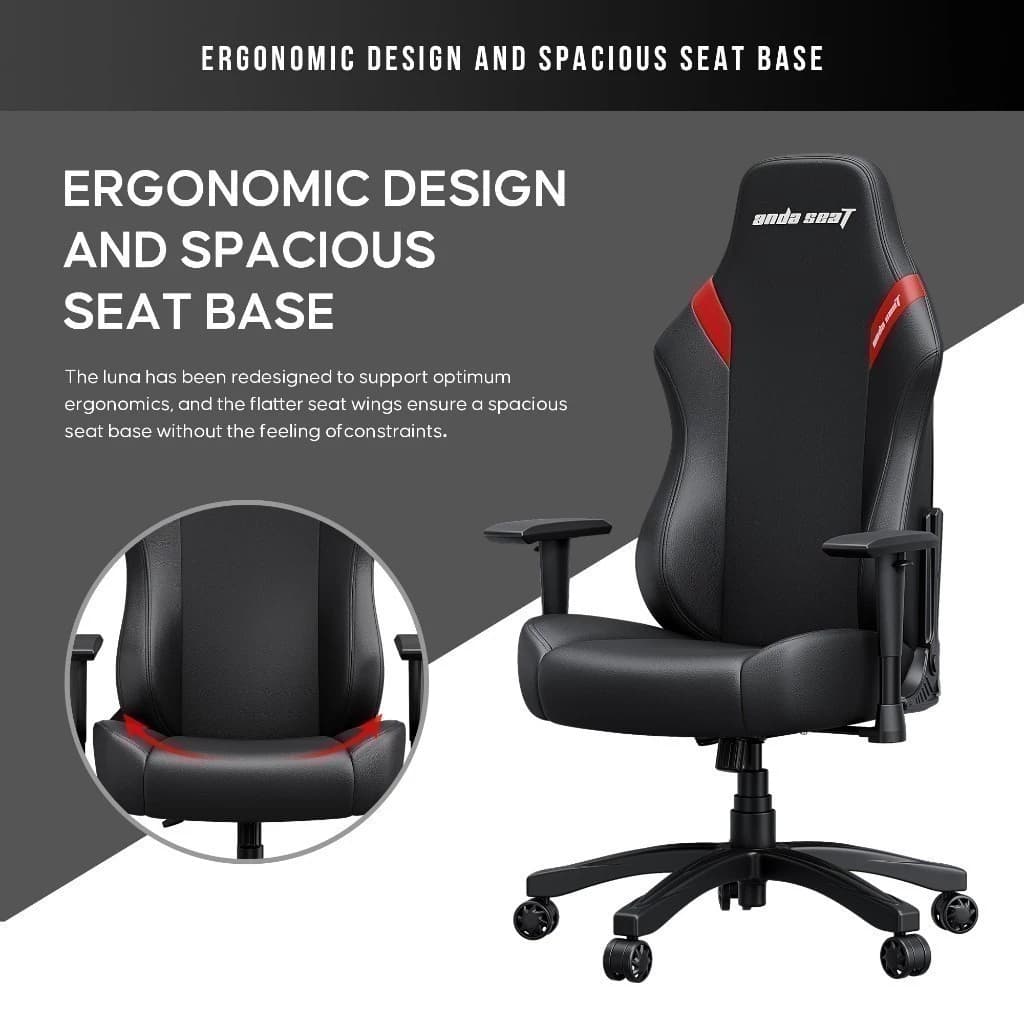 Anda Seat รุ่น AD18-44 Luna Premium Gaming Chair Black เก้าอี้เกมมิ่งเพื่อสุขภาพ Ergonomic E-Sport ออกแบบตามหลักสรีรศาสตร์ นุ่มสบายเกรดพรีเมี่ยม https://lnwchill.com