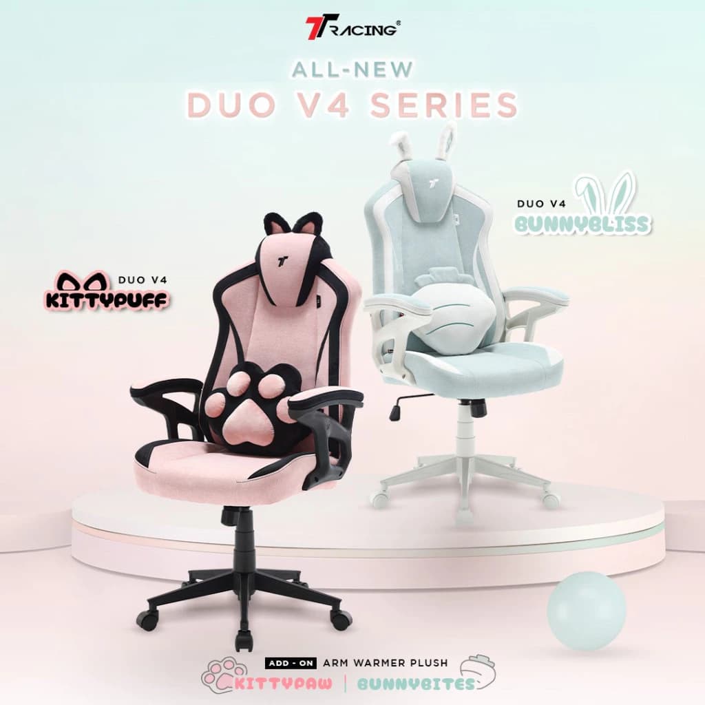 TTRacing Duo V4 KittyPuff BunnyBliss Gaming Chair เก้าอี้สีชมพู เก้าอี้สีขาว เก้าอี้สำนักงาน เก้าอี้เกมมิ่ง เกรดพรีเมี่ยม - รับประกันอย่างเป็นทางการ 2 ปี https://lnwchill.com