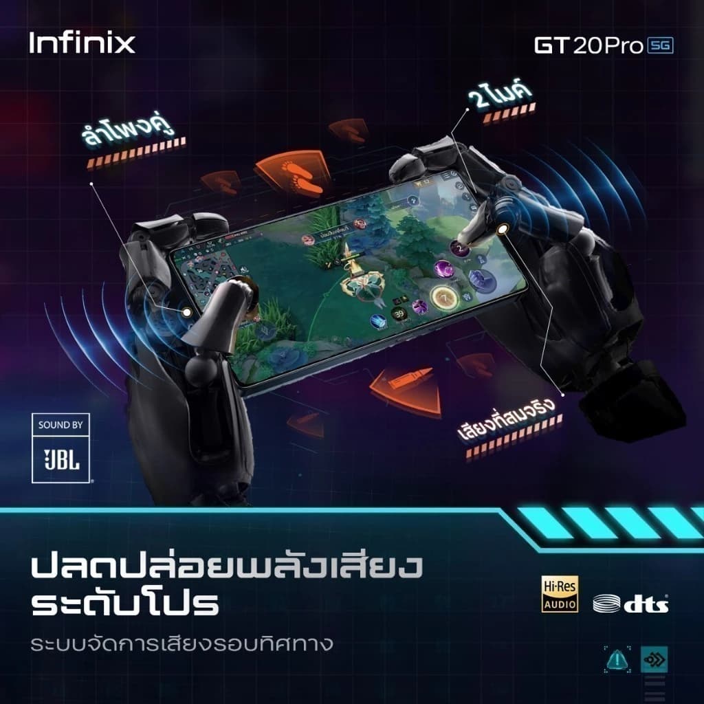 Infinix GT 20 PRO 5G 256+12GB (เพิ่มแรมได้สูงสุด 24GB) I ชิปเซ็ตเกมมิ่ง Dimensity 8200 Ultimate 4nm 5G I รองรับ ROV 120 https://lnwchill.com