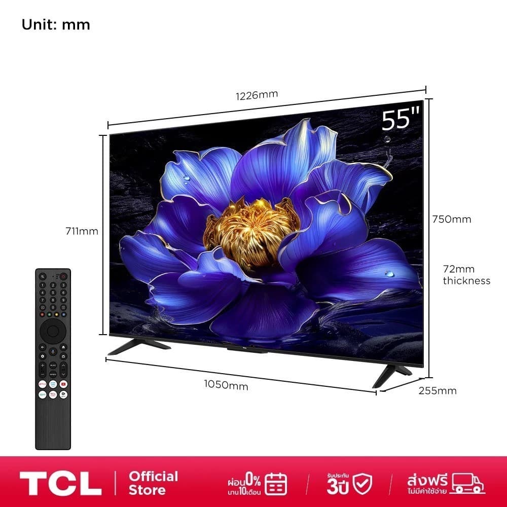 TCL 55V6B ขนาด 55 นิ้ว TV ทีวี LED 4K UHD Google TV รองรับ WiFi ระบบปฏิบัติการ Google/Netflix & Youtube, Voice search https://lnwchill.com
