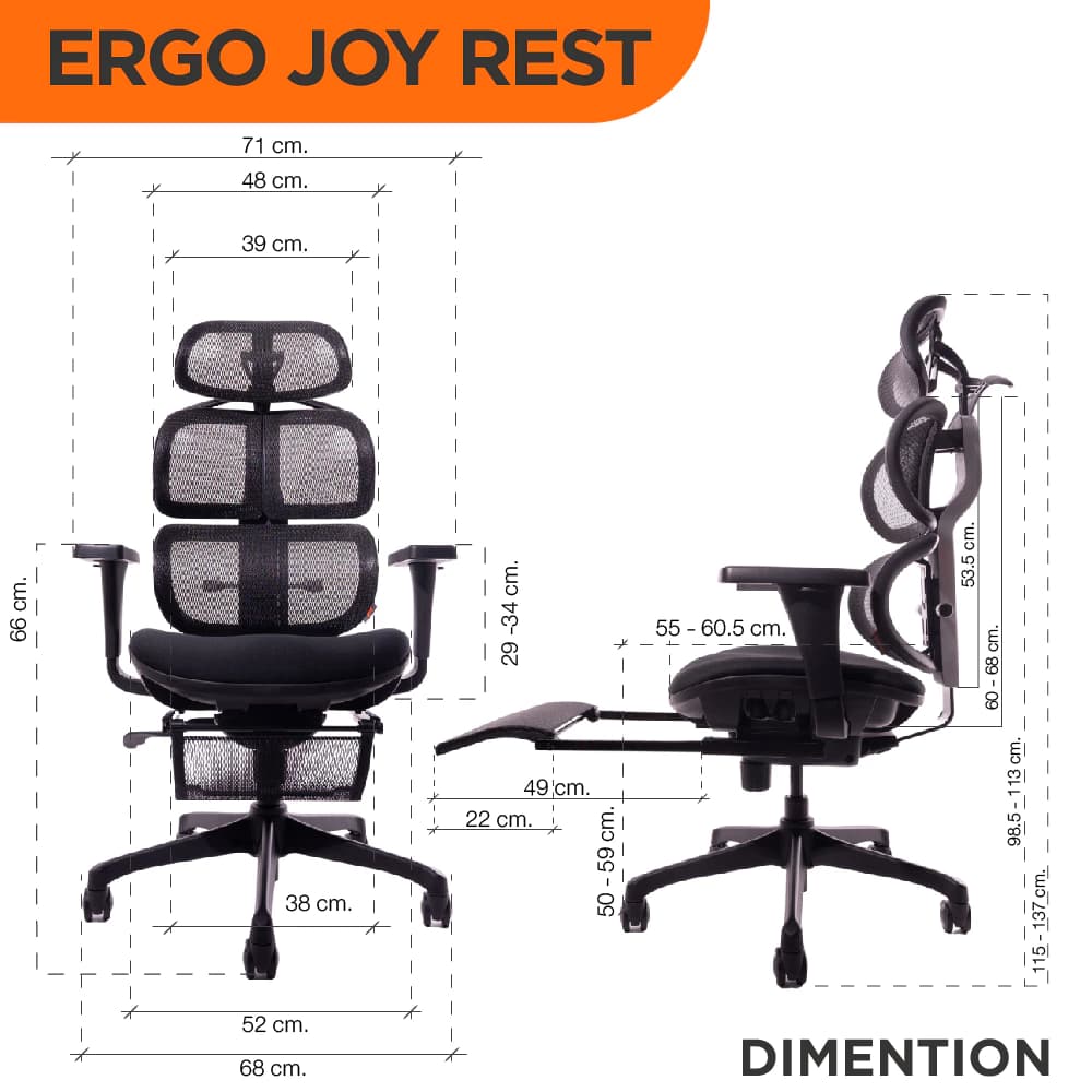 Ergotrend เก้าอี้เพื่อสุขภาพเออร์โกเทรน รุ่น Ergo joy rest เก้าอี้สีดำ ระบายอากาศดีเยี่ยม นุ่มสบาย ตามหลักสรีระศาสตร์ Ergonomic เก้าอี้พนักพิงสูง ลดอาการปวดเมื่อย เกรดพรีเมี่ยม https://lnwchill.com