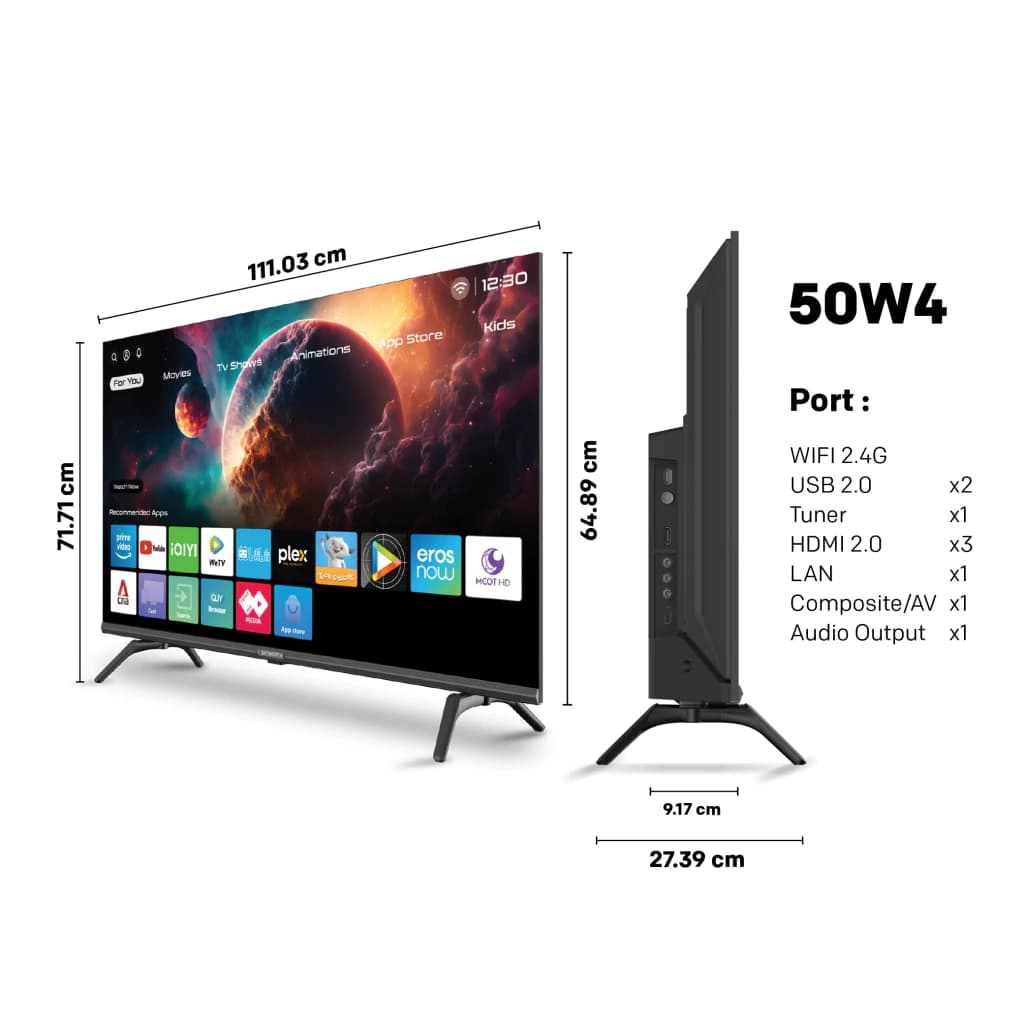 SKYWORTH ขนาด 50 นิ้ว Smart TV รุ่น 50W4 คมชัด 4K รองรับ WIFI Youtube Browser [รับประกัน 3 ปี + ส่งฟรีไม่มีขั้นต่ำ] https://lnwchill.com