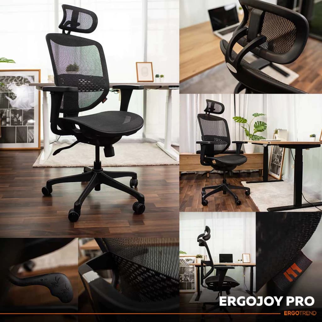 Ergotrend เก้าอี้เพื่อสุขภาพ เออร์โกเทรน รุ่น ERGO JOY PRO เก้าอี้สีดำ ระบายอากาศดีเยี่ยม นุ่มสบาย ตามหลักสรีระศาสตร์ Ergonomic เก้าอี้พนักพิงสูง ลดอาการปวดเมื่อย เกรดคุณภาพ https://lnwchill.com
