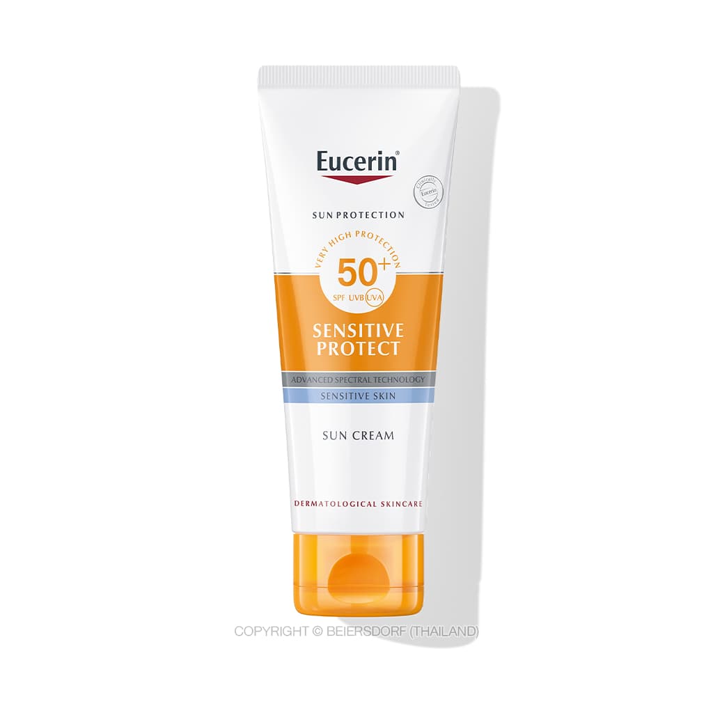 Eucerin SUN SENSITIVE PROTECT CREAM SPF 50+ PA++++ 50 ML ยูเซอริน ครีมกันแดดสำหรับผิวหน้า ให้ความชุ่มชื้น กันน้ำ https://lnwchill.com