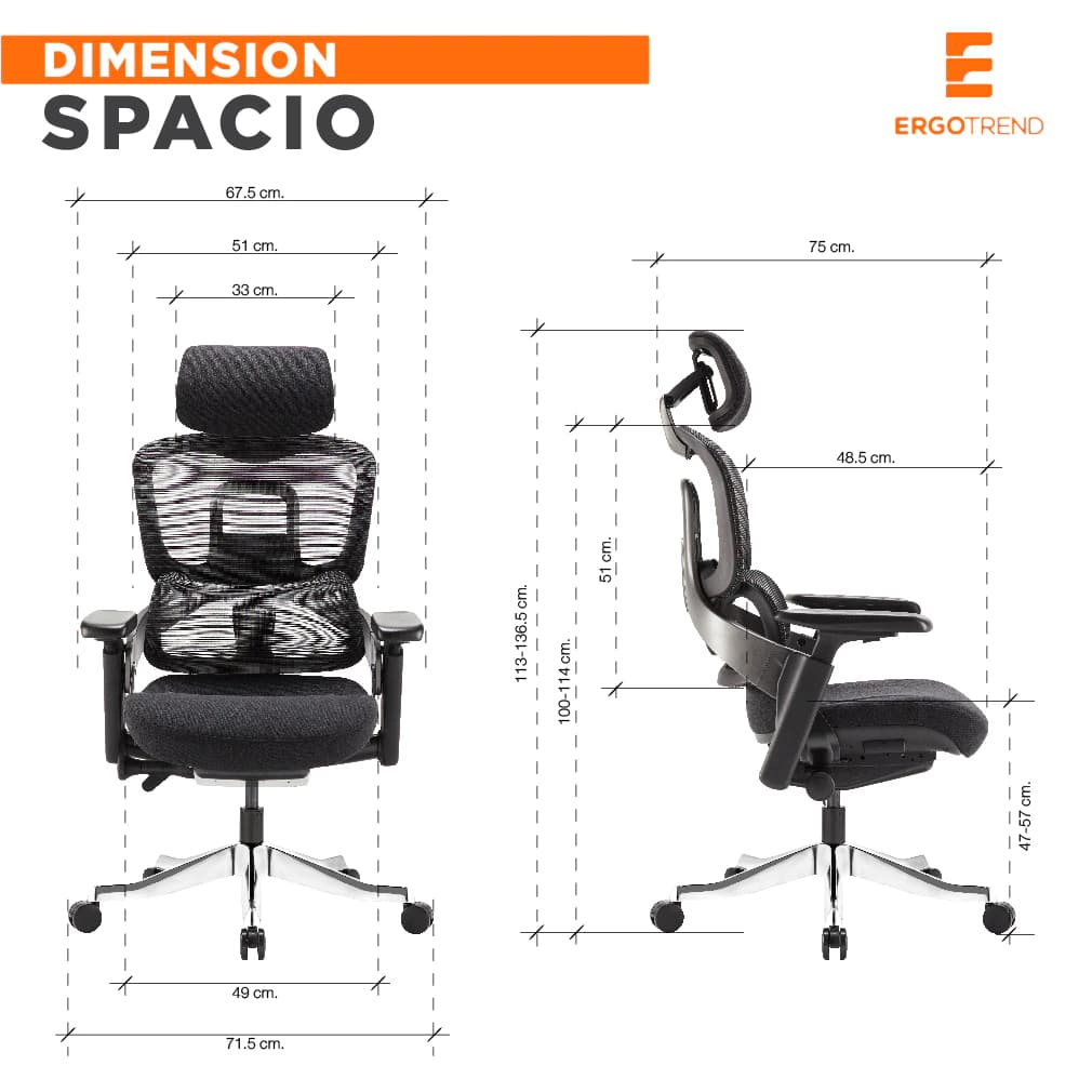 Ergotrend เก้าอี้เพื่อสุขภาพเออร์โกเทรน รุ่น SPACIO เก้าอี้สีดำ ระบายอากาศดีเยี่ยม นุ่มสบาย ตามหลักสรีระศาสตร์ Ergonomic เก้าอี้พนักพิงสูง ลดอาการปวดเมื่อย เกรดคุณภาพ https://lnwchill.com