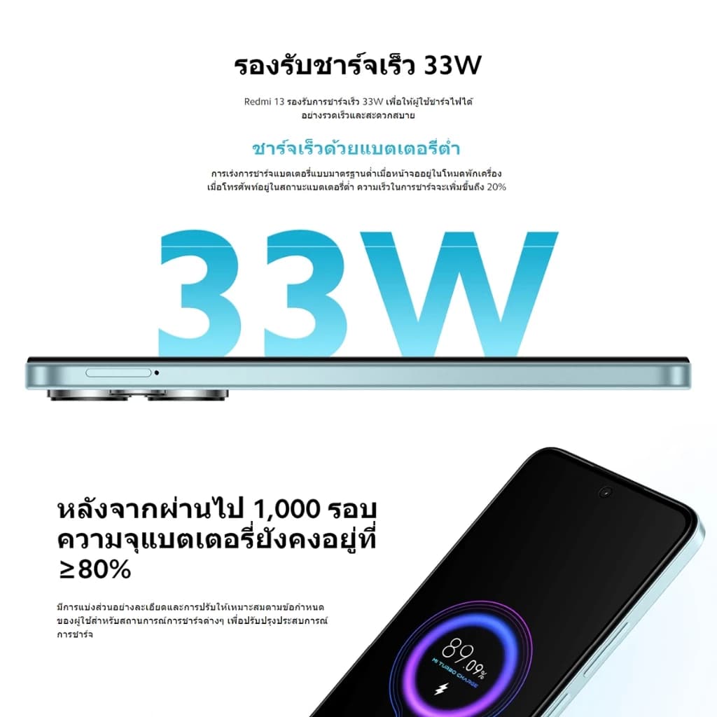 Xiaomi Redmi 13 8GB+128GB โทรศัพท์มือถือ น้าจอ 6.79"FHD+ 90Hz ชาร์จเร็ว 33W กล้องระดับ 108MPขุมพลัง Xiaomi HyperOS https://lnwchill.com