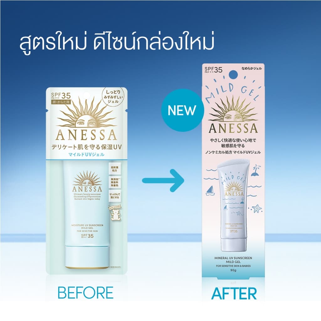 ANESSA อเนสซ่า มิเนอรอล ยูวี ซันสกรีน มายด์ เจล NA SPF35 PA+++ 90 กรัม (กันแดดผิวแพ้ง่าย) https://lnwchill.com