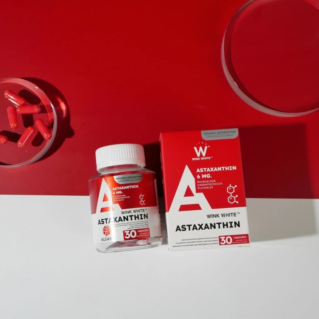 Wink White ASTAXANTHIN แคปซูล Capsules สูตรเข้มข้น 𝟔𝐦𝐠. นำเข้าจากยุโรป (x2 กระปุก) บอกลาปัญหา ฝ้าหนา ฝ้าฝังลึก ฝ้ากรรมพันธุ์ จางลง สาหร่ายสีแดง สาหร่ายฮีมาโตค็อกคัส พลูวิเอลิส Haematococcus https://lnwchill.com