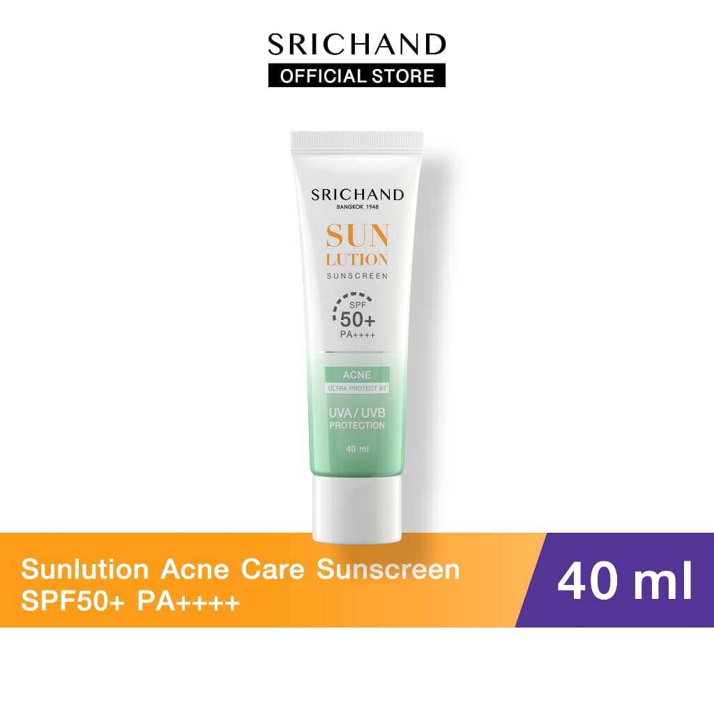Srichand กันแดดสกินแคร์ สูตรคุมมันคุมสิว ซันลูชั่น แอคเน่ แคร์ ซันสกรีน เอสพีเอฟ 50+ พีเอ++++ ขนาด 40 มล. https://lnwchill.com