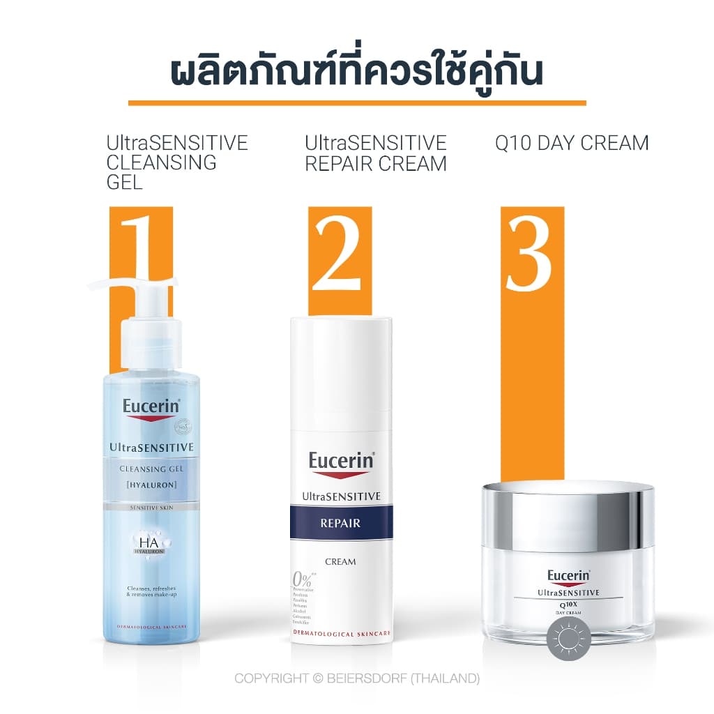 Eucerin SUN SENSITIVE PROTECT CREAM SPF 50+ PA++++ 50 ML ยูเซอริน ครีมกันแดดสำหรับผิวหน้า ให้ความชุ่มชื้น กันน้ำ https://lnwchill.com