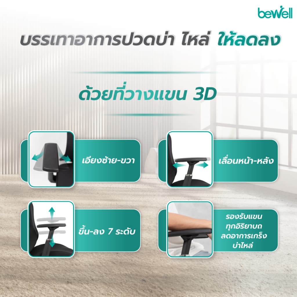 Bewell FOSTER เก้าอี้ทำงานเพื่อสุขภาพ Ergonomic เก้าอี้สีดำ ปรับเอนพนักพิงได้ถึง 90-108 องศา และล็อคองศาที่ต้องการ ระบายอากาศดีเยี่ยม ที่วางแขนแบบ 3D https://lnwchill.com