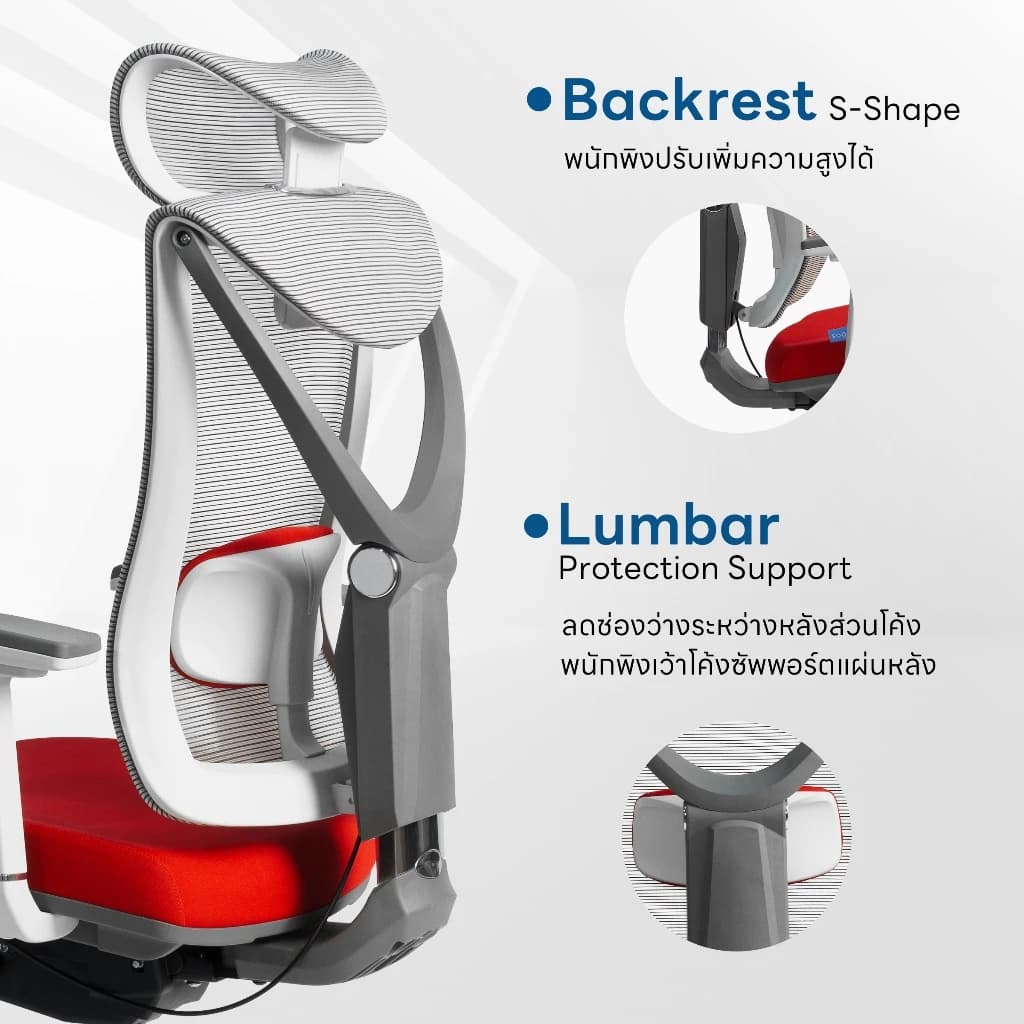 DESKSPACE เก้าอี้ทำงานเพื่อสุขภาพ รุ่น Tuli เบาะผ้า Ergonomic Chair ปรับระดับความสูงของพนักพิงได้ https://lnwchill.com