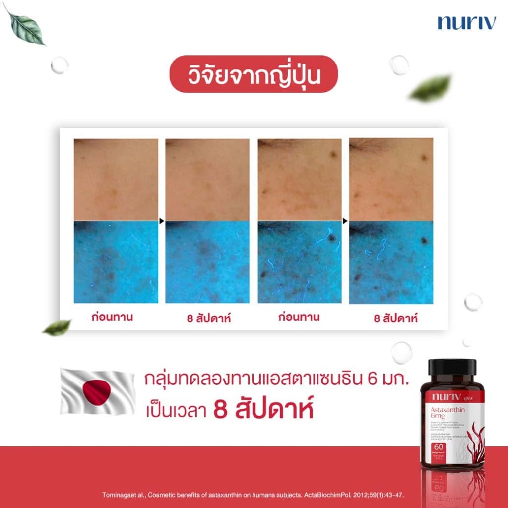 Nuriv Astaxanthin 6 mg นูรีฟ แอสต้าแซนธิน 6 มก. สาหร่ายฮีมาโตค็อกคัส พลูวิเอลิส 30-60 แคปซูล [เซต 3 กระปุก] Capsules https://lnwchill.com