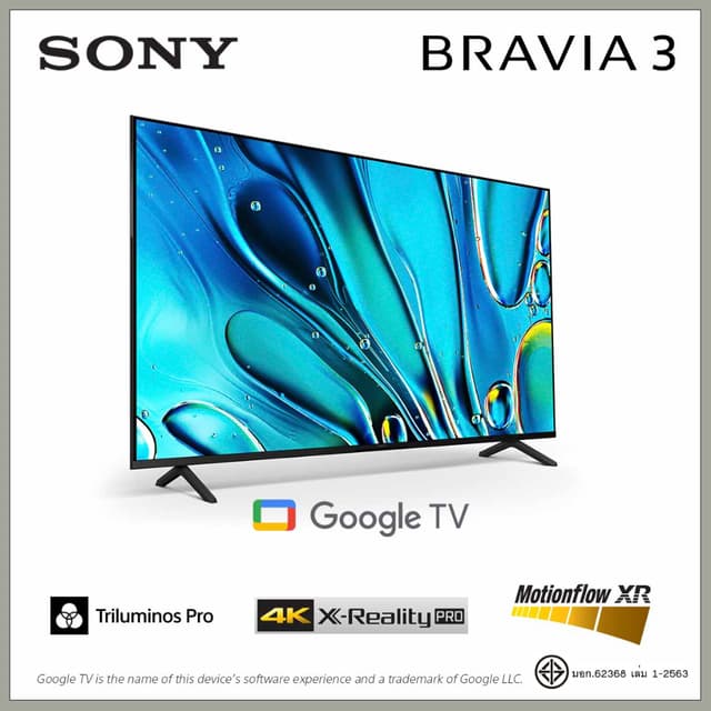 Sony TV รุ่น K-43S30 BRAVIA 3 ขนาด 43” class LED 4K HDR Google TV