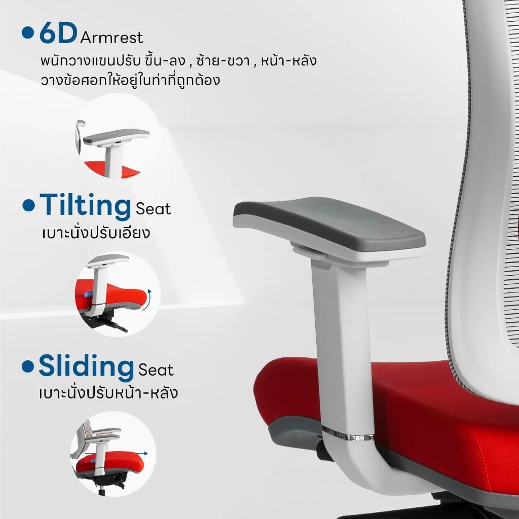 DESKSPACE เก้าอี้ทำงานเพื่อสุขภาพ รุ่น Tuli เบาะผ้า Ergonomic Chair ปรับระดับความสูงของพนักพิงได้ https://lnwchill.com