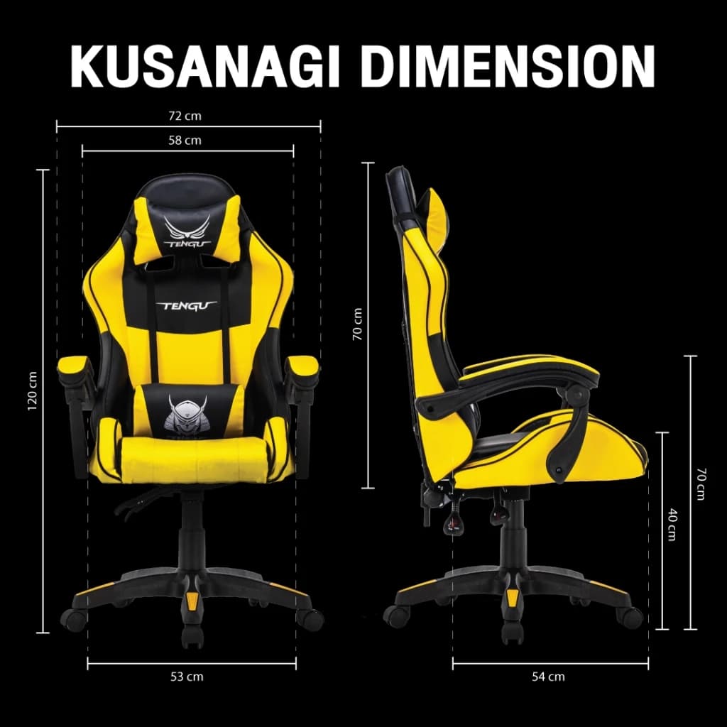 Tengu เก้าอี้เกมมิ่ง E-Sport Gaming Chair รุ่น Kusanagi เก้าอี้สีชมพู สีเหลือง สีแดง สีน้ำเงิน สีดำ สีขาว ปรับขึ้น/ลง ปรับเอนนอนได้ 135 องศา เก้าอี้เกมมิ่งเพื่อสุขภาพ https://lnwchill.com