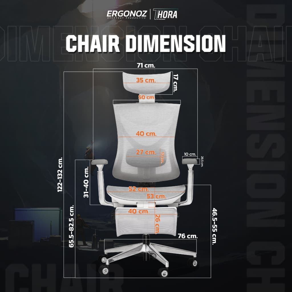 ERGONOZ รุ่น THORA Professional Ergonomic chair เก้าอี้เพื่อสุขภาพ ปรับพนักพิงสูง 4D Armrest รองรับน้ำหนัก 136kg ผ้าตาข่ายเยอรมันระบายอากาศดีมีที่พักเท้าปรับนอนได้สีทันสมัย https://lnwchill.com