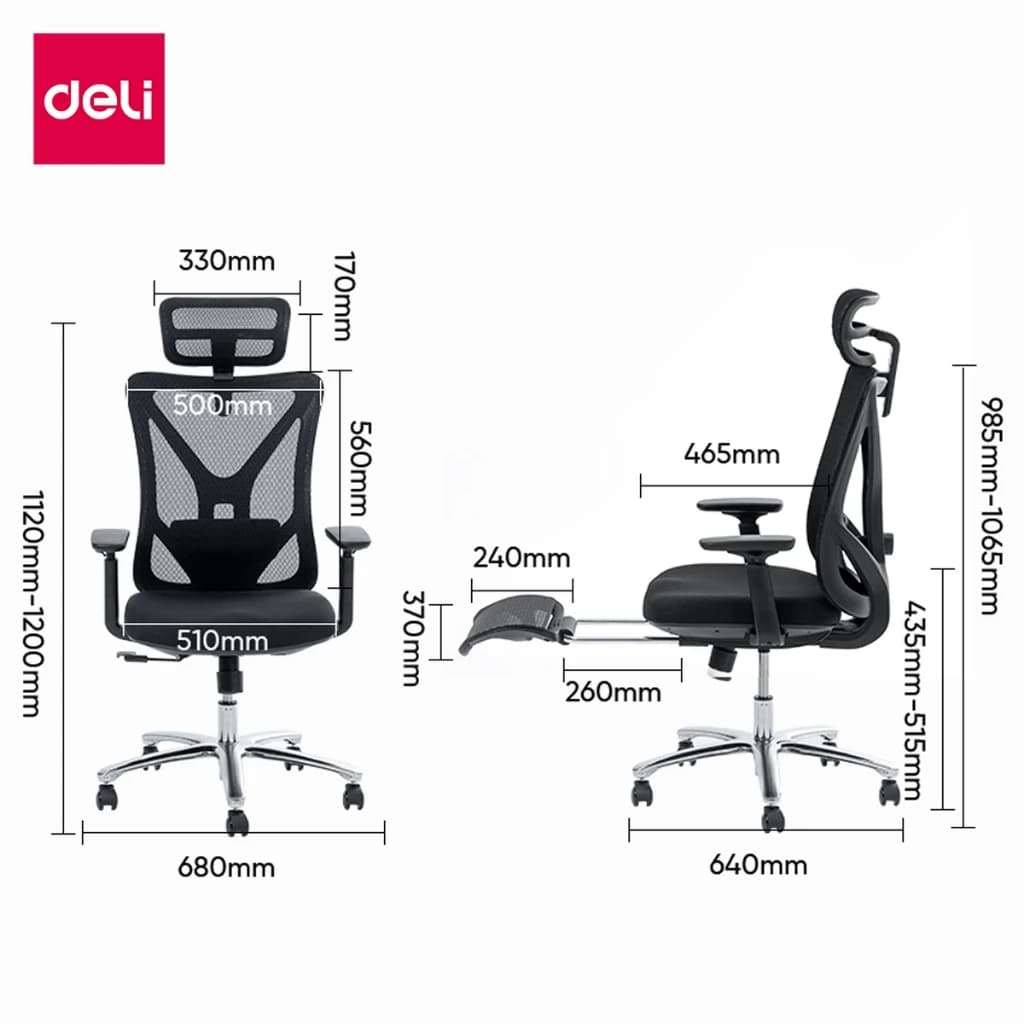 Deli เก้าอี้ทำงานเพื่อสุขภาพ นุ่มสบาย ตามหลักสรีระศาสตร์ Ergonomic ระบายอากาศดีเยี่ยม เก้าอี้สีดำ เก้าอี้สำนักงาน เก้าอี้เพื่อสุขภาพ พนักพิงปรับเอนได้ มีที่พักขา รองรับทุกสรีระ Office Chair https://lnwchill.com