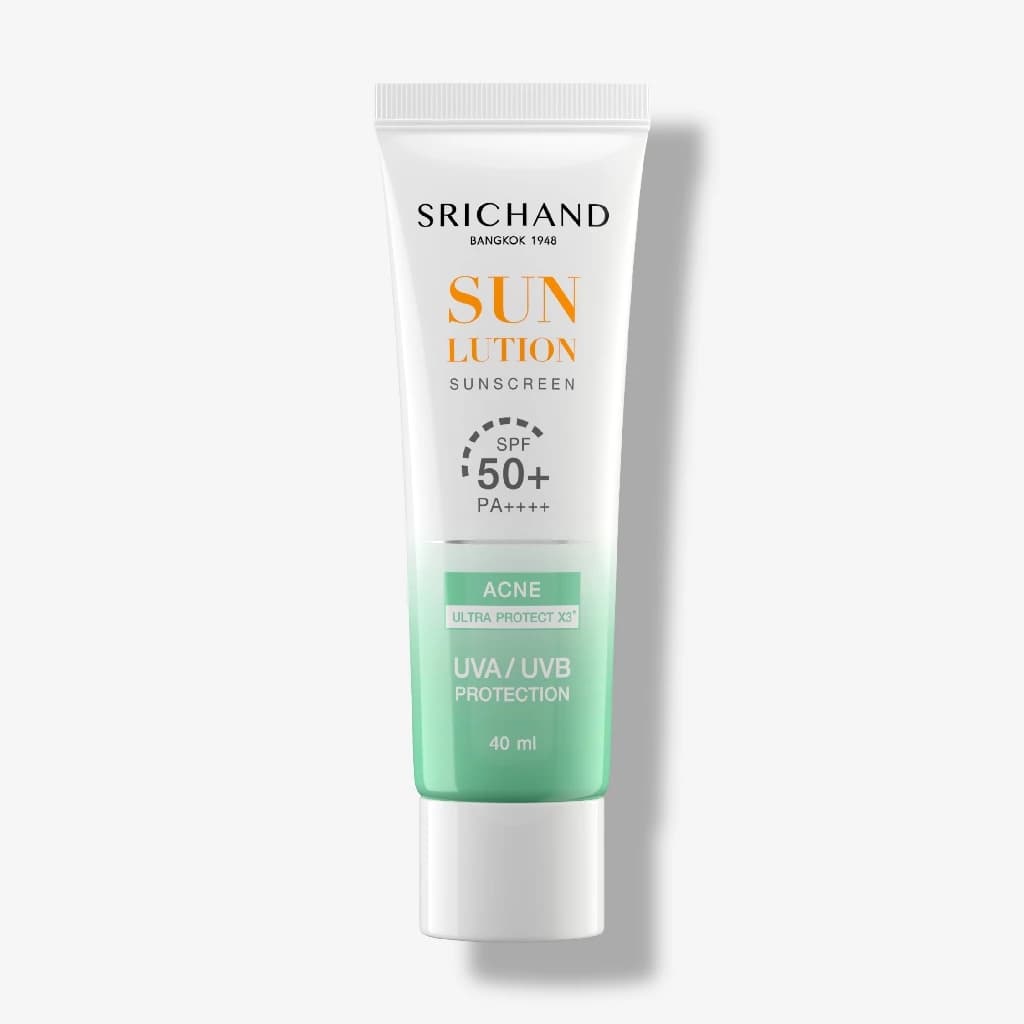 Srichand กันแดดสกินแคร์ สูตรคุมมันคุมสิว ซันลูชั่น แอคเน่ แคร์ ซันสกรีน เอสพีเอฟ 50+ พีเอ++++ ขนาด 40 มล. https://lnwchill.com