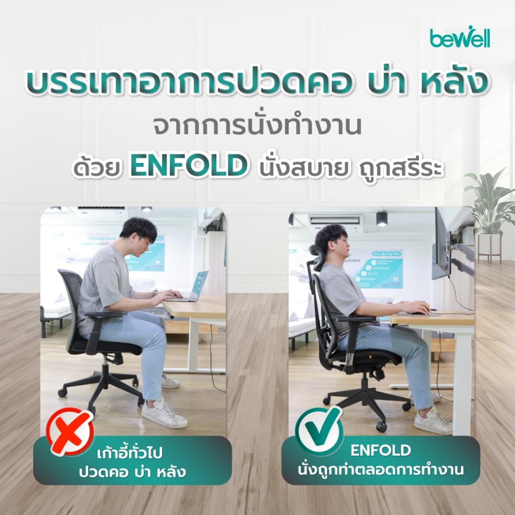 Bewell ENFOLD เก้าอี้ทำงานเพื่อสุขภาพ Ergonomic เก้าอี้สีดำ ระบายอากาศดีเยี่ยม ปรับเอนพนักพิงให้เอนหลังได้ถึง 4 ระดับ รองรับแผ่นหลังส่วนล่าง ที่วางแขนแบบ 3D https://lnwchill.com