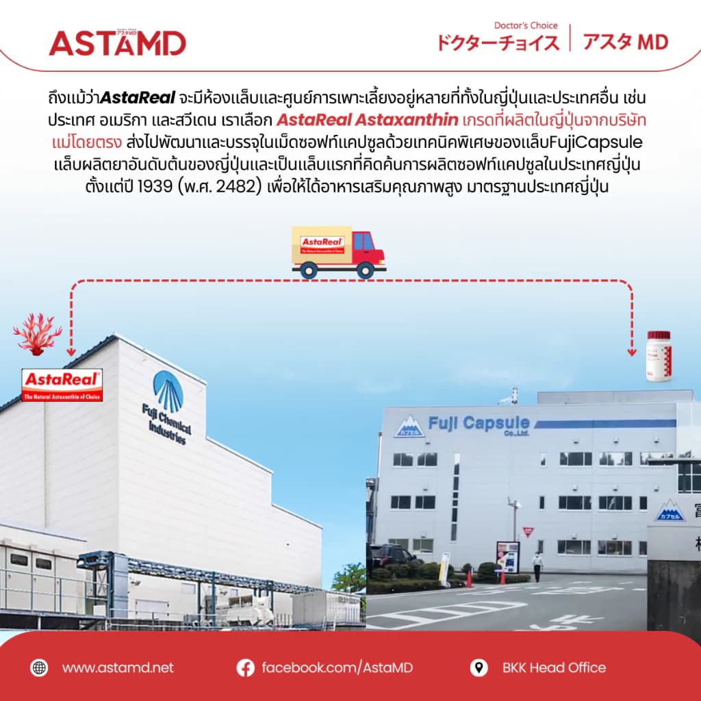 ASTAMD Astaxanthin ซอฟต์เจล Softgel Asta M.D. นำเข้าจากญี่ปุ่น 1 ขวด 60 เม็ด สูตรงานวิจัย Original AstaREAL สาหร่ายสีแดง ฮีมาโตค็อกคัสพลูวิเอลิส https://lnwchill.com