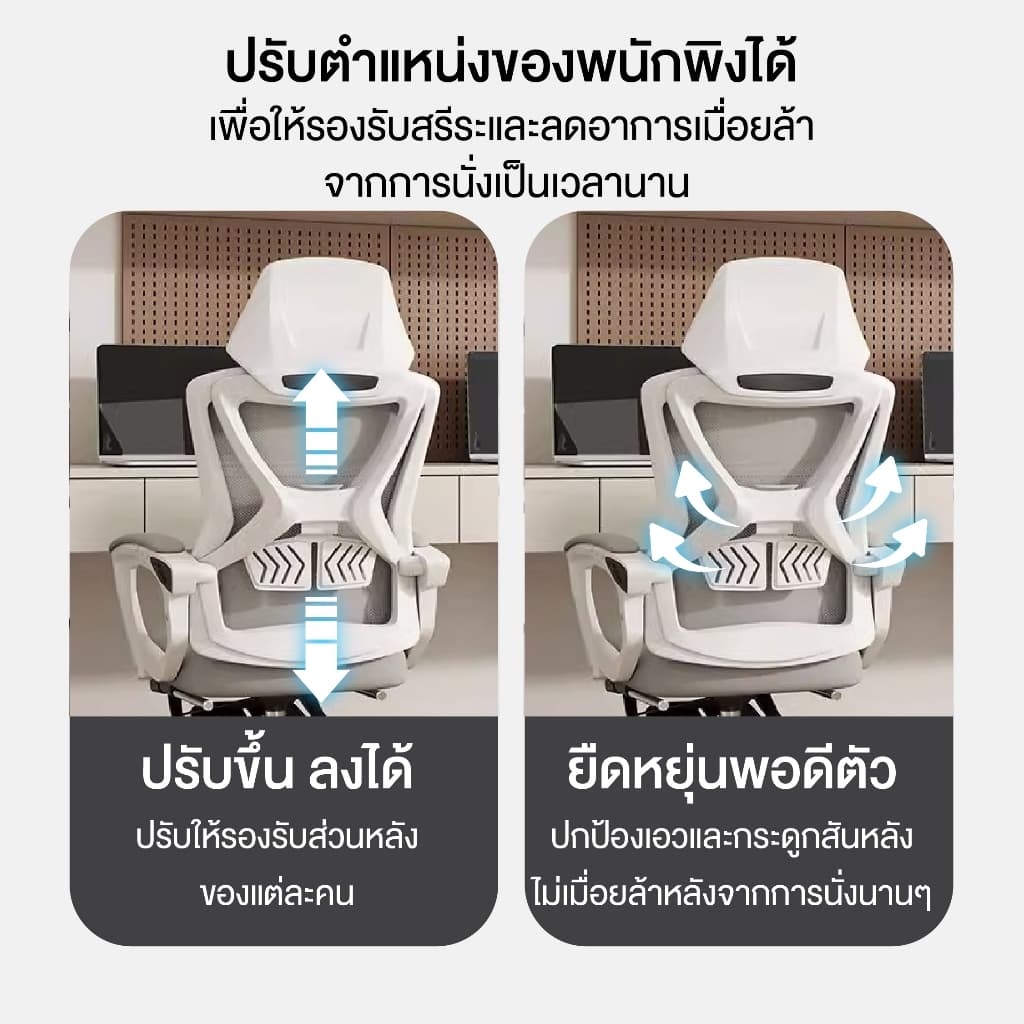 Elife รุ่น E-Chair80 เก้าอี้ Ergonomic ผ้าตาข่ายระบายอากาศ ปรับเอน 150 องศา รองรับน้ำหนัก 300 กก. เพื่อสุขภาพและการทำงาน https://lnwchill.com