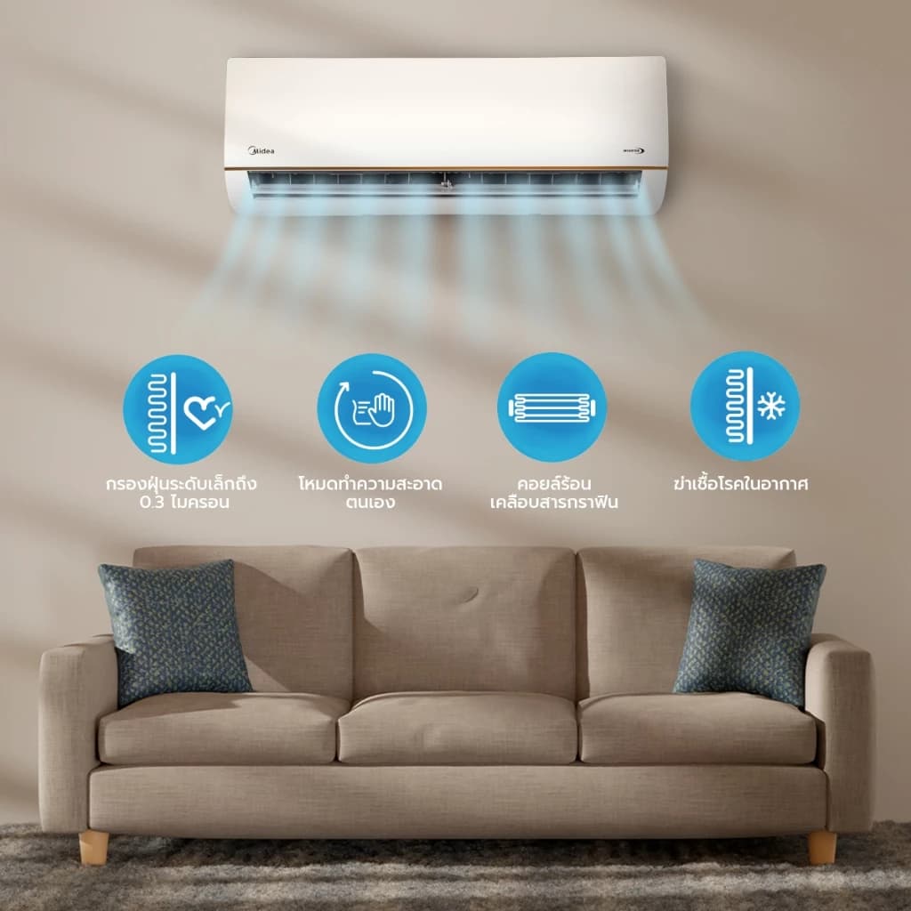 Midea ECO EASY 2 แอร์ติดผนังไมเดีย inverter รุ่น ECO EASY 2 ขนาด 9,000/12,000/18,000/22,000BTU*รับประกันสินค้า 5 ปี / Compresser 7 ปี https://lnwchill.com