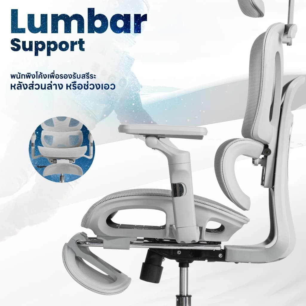 DESKSPACE เก้าอี้ทำงานเพื่อสุขภาพ รุ่น Stellar Ergonomic Chair เบาะตาข่าย พนักพิงปรับความสูงได้ 4 ระดับ https://lnwchill.com