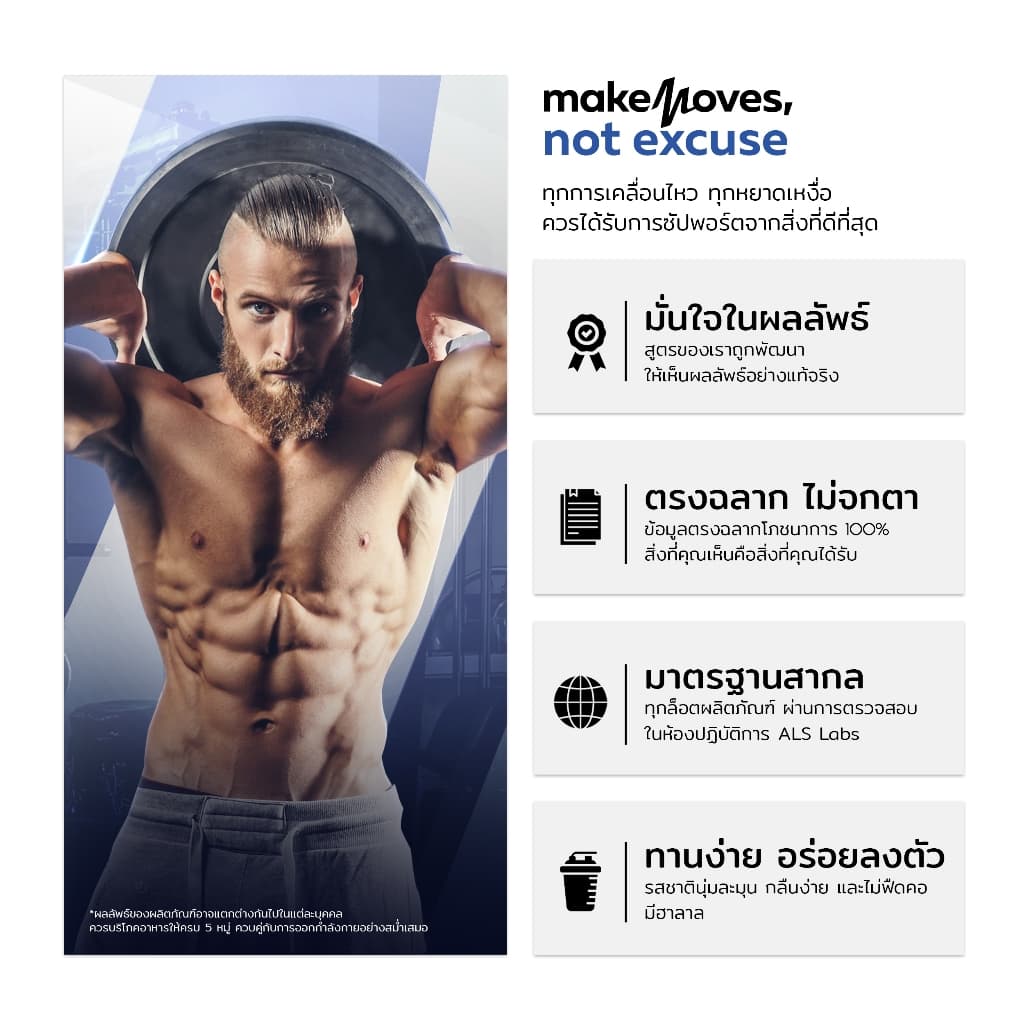 MakeMoves รุ่น MM-WPI-Z-2LB Whey Protein Isolate ขนาด 2LB สูตรลีนไขมัน โปรตีนสูง ไม่มีน้ำตาล ช่วยสร้างกล้ามเนื้อและลดน้ำหนัก เหมาะสำหรับผู้แพ้แลคโตส https://lnwchill.com
