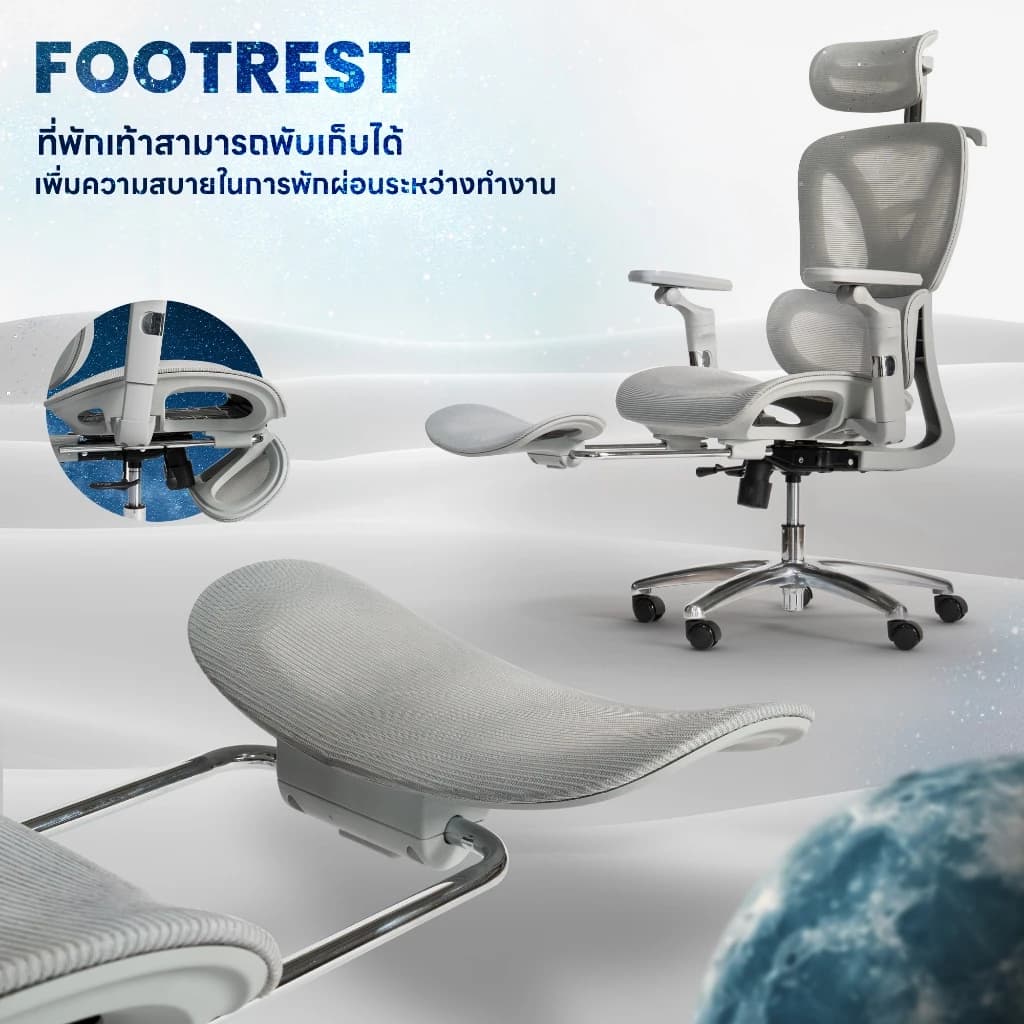 DESKSPACE เก้าอี้ทำงานเพื่อสุขภาพ รุ่น Stellar Ergonomic Chair เบาะตาข่าย พนักพิงปรับความสูงได้ 4 ระดับ https://lnwchill.com