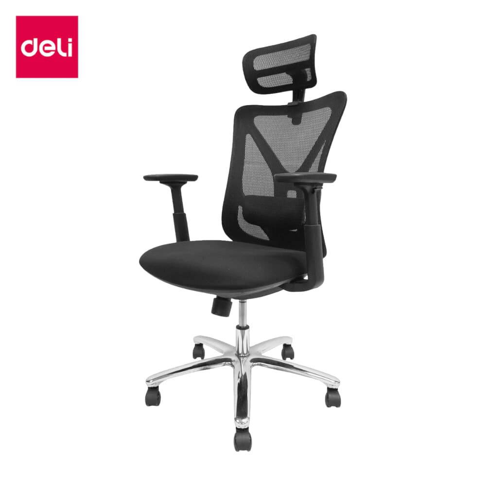 Deli เก้าอี้ทำงานเพื่อสุขภาพ นุ่มสบาย ตามหลักสรีระศาสตร์ Ergonomic ระบายอากาศดีเยี่ยม เก้าอี้สีดำ เก้าอี้สำนักงาน เก้าอี้เพื่อสุขภาพ พนักพิงปรับเอนได้ มีที่พักขา รองรับทุกสรีระ Office Chair https://lnwchill.com