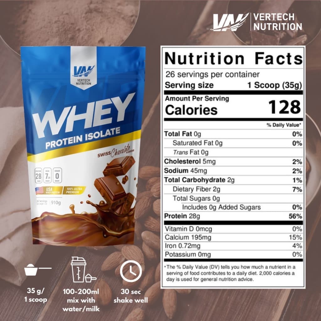VERTECH NUTRITION WHEY PROTEIN ISOLATE 100% เวย์โปรตีน ไอโซเลท ดูดซึมไว โปรตีนนำเข้าจากอเมริกา (2LB) ช่วยเสริมสร้างกล้ามเนื้อและลดไขมัน https://lnwchill.com