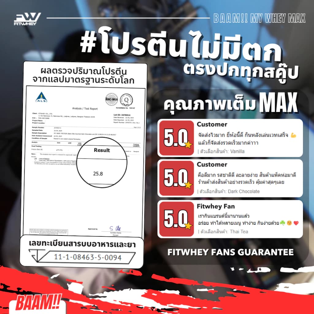 FITWHEY BAAM MY WHEY PROTEIN MAX (5 LB) | โปรตีนคุณภาพดีในราคาที่คุ้มค่า | https://lnwchill.com
