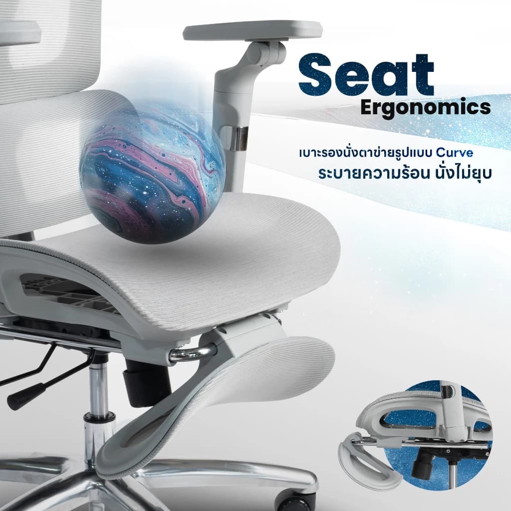 DESKSPACE เก้าอี้ทำงานเพื่อสุขภาพ รุ่น Stellar Ergonomic Chair เบาะตาข่าย พนักพิงปรับความสูงได้ 4 ระดับ https://lnwchill.com