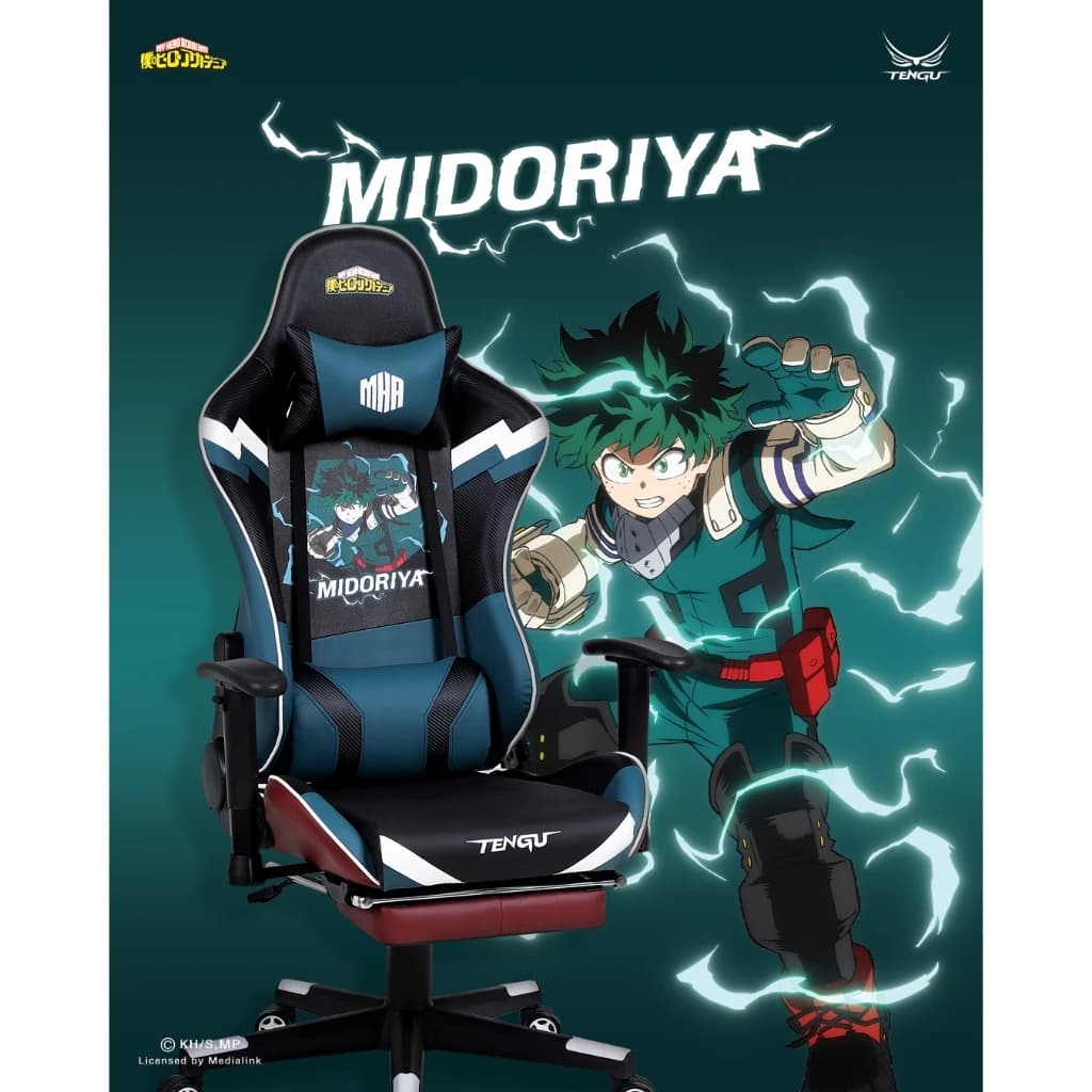 Tengu เก้าอี้เกมมิ่ง รุ่น My Hero Academia x Tengu เก้าอี้เกมมายฮีโร่ เก้าอี้สีเขียว สีเขียวหัวเป็ด เก้าอี้สีส้ม เก้าอี้สีกรมท่า Gaming Chair e-sport ลิขสิทธิ์แท้ Deku/Bakugo/Todoroki https://lnwchill.com