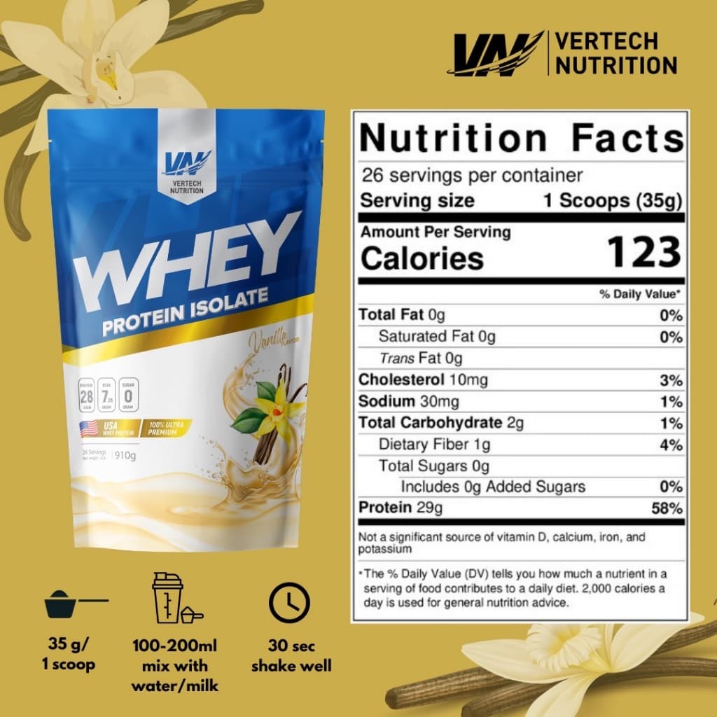 VERTECH NUTRITION WHEY PROTEIN ISOLATE 100% เวย์โปรตีน ไอโซเลท ดูดซึมไว โปรตีนนำเข้าจากอเมริกา (2LB) ช่วยเสริมสร้างกล้ามเนื้อและลดไขมัน https://lnwchill.com