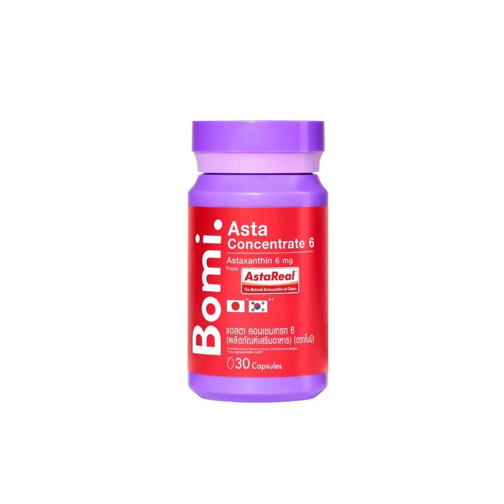 Bomi Astaxanthin [3 กระปุก] AstaReal Asta Concentrate 6 (30 Capsules) 30 แคปซูล / กระปุก รวม 90 แคปซูล https://lnwchill.com
