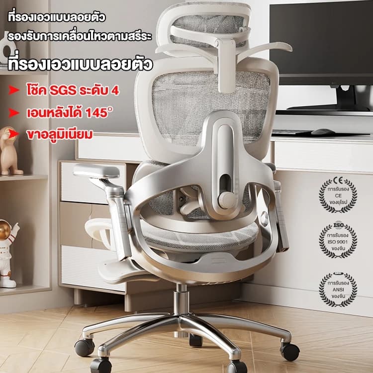 Kris E05 เก้าอี้เพื่อสุขภาพ เก้าอี้สีเทา ดีไซน์ตามหลักสรีรศาสตร์ Ergonomic ระบายอากาศดีเยี่ยม Ergonomic https://lnwchill.com