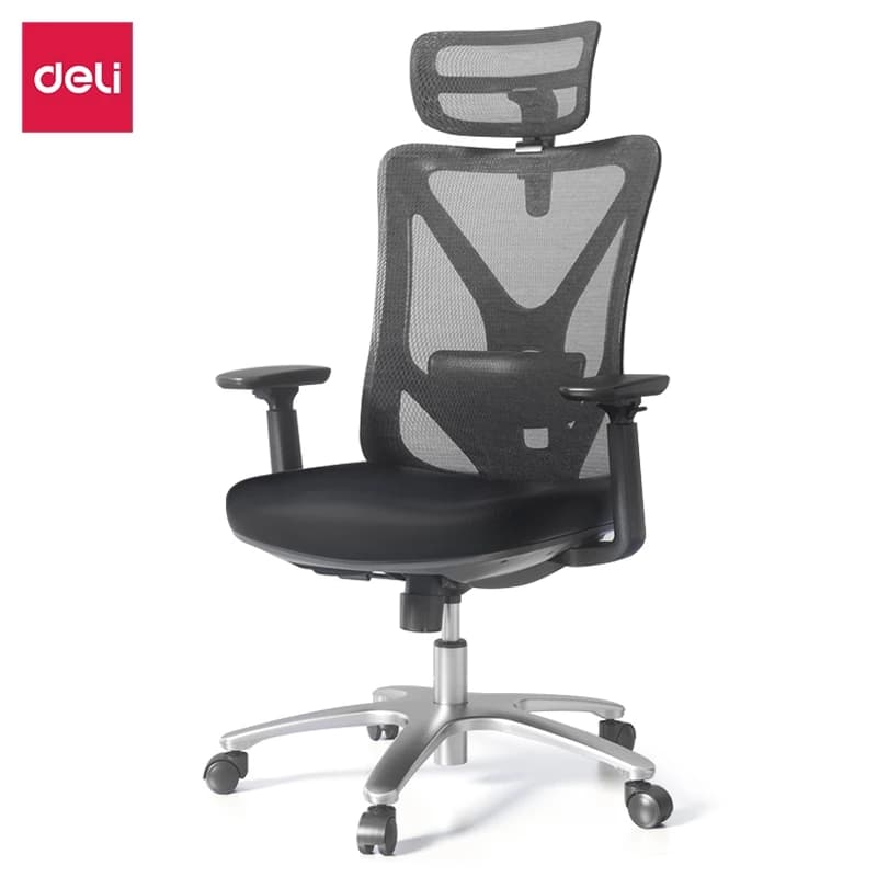 Deli เก้าอี้ทำงานเพื่อสุขภาพ นุ่มสบาย ตามหลักสรีระศาสตร์ Ergonomic ระบายอากาศดีเยี่ยม เกรดพรีเมี่ยม เก้าอี้ออฟฟิศ เก้าอี้ทำงาน เก้าอี้สีดำ เก้าอี้สีเทา ปรับเอนหลังได้ถึง135องศา พนักพิงศีรษะ ปรับที่วางแขนได้ Office Chair https://lnwchill.com