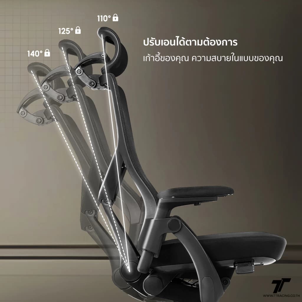 TTRacing TT AEROFLEX Ergochair GravitySync Support เก้าอี้คอม ปรับเอนได้ 110 - 140 องศา ที่วางแขน 3D https://lnwchill.com