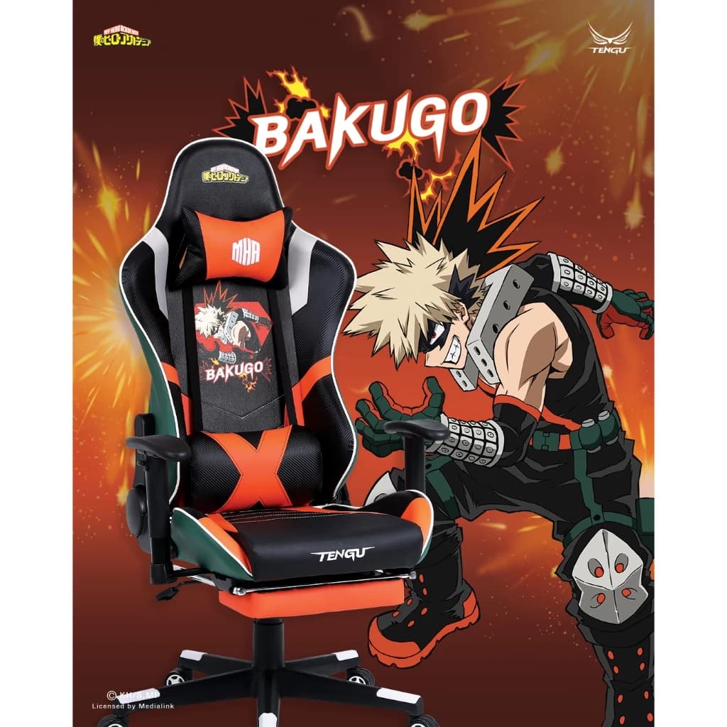 Tengu เก้าอี้เกมมิ่ง รุ่น My Hero Academia x Tengu เก้าอี้เกมมายฮีโร่ เก้าอี้สีเขียว สีเขียวหัวเป็ด เก้าอี้สีส้ม เก้าอี้สีกรมท่า Gaming Chair e-sport ลิขสิทธิ์แท้ Deku/Bakugo/Todoroki https://lnwchill.com